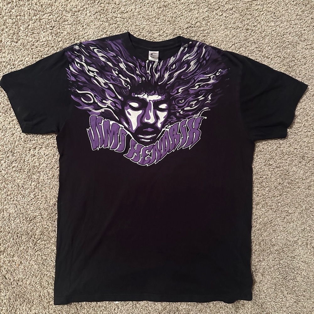 Men's Black and Purple Graphic Tee